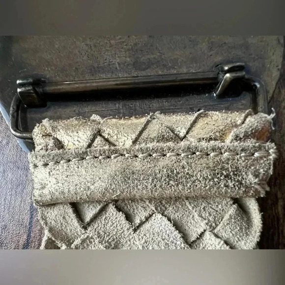 Rhinestone Concho belt buckle, woven leather belt main image 7